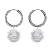 Серьги Конго с нат.камнем Кахолонг SEC-08-03