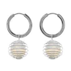 Серьги Конго с синтетическим камнем Лунный камень SEC-08-07