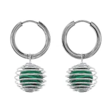 Серьги Конго с синтетическим камнем Малахит SEC-08-08
