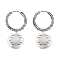 Серьги Конго с нат.камнем Жемчуг речной SEC-08-09