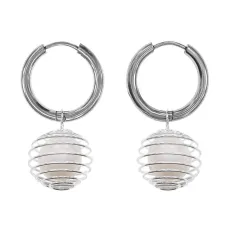 Серьги Конго с нат.камнем Жемчуг речной SEC-08-09