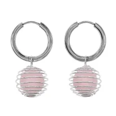 Серьги Конго с нат.камнем Розовый кварц SEC-08-12