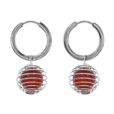 Серьги Конго с нат.камнем Сердолик SEC-08-13