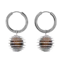 Серьги Конго с нат. камнем Тигровый глаз SEC-08-16