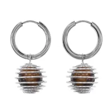 Серьги Конго с нат. камнем Тигровый глаз SEC-08-16