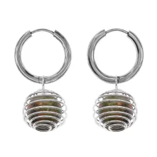 Серьги Конго с нат.камнем Унакит SEC-08-17