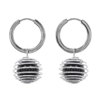 Серьги Конго с нат.камнем Черный агат SEC-08-18