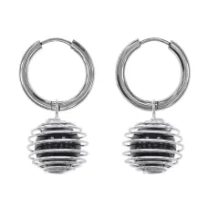 Серьги Конго с нат.камнем Черный агат SEC-08-18