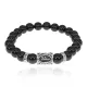 Браслет с руной Феху, Черный агат 8мм BSRCR-002