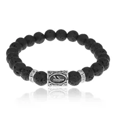 Браслет с руной Феху, Лава 8мм BSRCR-003