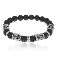 Браслет Счастье, удача, успех, Лава 8мм BSRCR-012