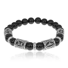 Браслет Защита от энергетических вампиров, Черный агат 8мм BSRCR-016