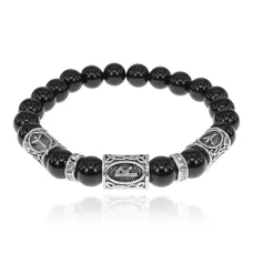 Браслет Божественная защита, Черный агат 8мм BSRCR-023