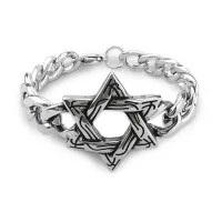 Браслет Звезда Давида, нержавеющая сталь, 20см BS867-04