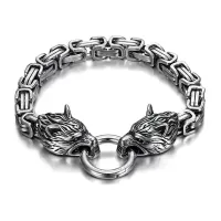 Браслет Волк, нержавеющая сталь, 20см BS868