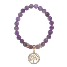 Браслет Дерево жизни (защита и развитие) нат.камень Аметист 8мм BS-CR-0003