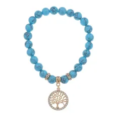 Браслет Дерево жизни (защита и развитие) синт.камень Бирюза 8мм BS-CR-0005