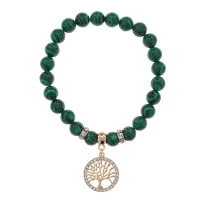 Браслет Дерево жизни (защита и развитие) синт.камень Малахит 8мм BS-CR-0012