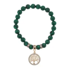 Браслет Дерево жизни (защита и развитие) синт.камень Малахит 8мм BS-CR-0012