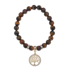 Браслет Дерево жизни (защита и развитие) нат.камень Тигровый глаз 8мм BS-CR-0019