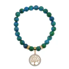 Браслет Дерево жизни (защита и развитие) синт.камень Хризоколла 8мм BS-CR-0021