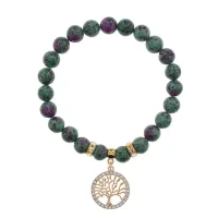 Браслет Дерево жизни (защита и развитие) синт.камень Цоизит 8мм BS-CR-0022