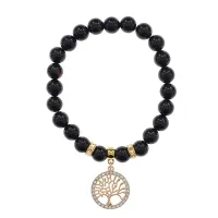Браслет Дерево жизни (защита и развитие) нат.камень Черный агат 8мм BS-CR-0023