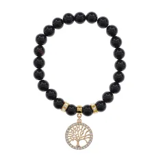 Браслет Дерево жизни (защита и развитие) нат.камень Черный агат 8мм BS-CR-0023