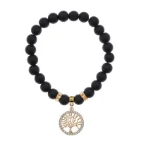 Браслет Дерево жизни (защита и развитие) синт.камень Шунгит 8мм BS-CR-0024