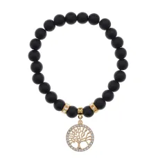 Браслет Дерево жизни (защита и развитие) синт.камень Шунгит 8мм BS-CR-0024