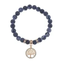 Браслет Дерево жизни (защита и развитие) нат.камень синий Африк. агат 8мм BS-CR-0027