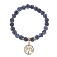 Браслет Дерево жизни (защита и развитие) нат.камень синий Африк. агат 8мм BS-CR-0027