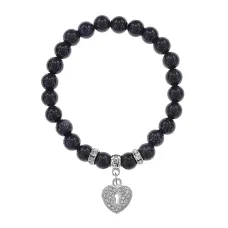 Браслет Сердце (Любовь и Семейное Счастье) синт.камень Синий авантюрин 8мм BS-CR-0032