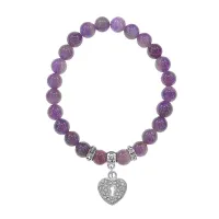 Браслет Сердце (Любовь и Семейное Счастье) нат.камень Аметист 8мм BS-CR-0033