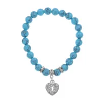 Браслет Сердце (Любовь и семейное счастье) синт.камень Бирюза 8мм BS-CR-0035