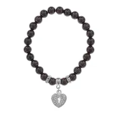 Браслет Сердце (Любовь и семейное счастье) нат.камень Гранат 8мм BS-CR-0036
