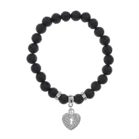 Браслет Сердце (Любовь и Семейное Счастье) нат.камень Лава 8мм BS-CR-0039