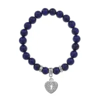 Браслет Сердце (Любовь и Семейное Счастье) нат.камень Лазурит 8мм BS-CR-0040