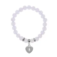 Браслет Сердце (Любовь и семейное счастье) синт.камень Лунный камень 8мм BS-CR-0041