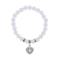 Браслет Сердце (Любовь и семейное счастье) синт.камень Лунный камень 8мм BS-CR-0041