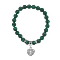 Браслет Сердце (Любовь и Семейное Счастье) синт.камень Малахит 8мм BS-CR-0042