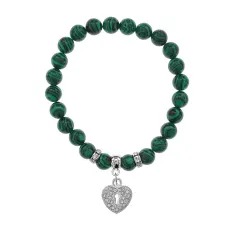 Браслет Сердце (Любовь и Семейное Счастье) синт.камень Малахит 8мм BS-CR-0042