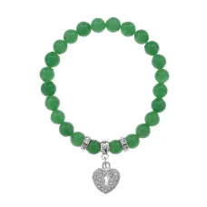 Браслет Сердце (Любовь и семейное счастье) нат.камень Нефрит 8мм BS-CR-0043