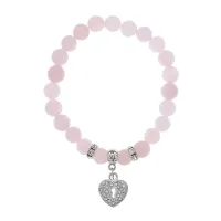 Браслет Сердце (Любовь и семейное счастье) нат.камень Розовый кварц 8мм BS-CR-0045