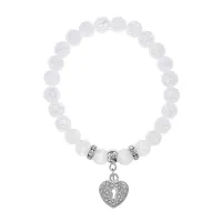 Браслет Сердце (Любовь и Семейное Счастье) синт.камень Сахарный кварц 8мм BS-CR-0046