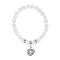 Браслет Сердце (Любовь и Семейное Счастье) синт.камень Сахарный кварц 8мм BS-CR-0046
