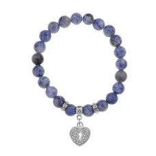 Браслет Сердце (Любовь и семейное счастье) нат.камень Содалит 8мм BS-CR-0048