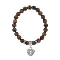 Браслет Сердце (Любовь и семейное счастье) нат.камень Тигровый глаз 8мм BS-CR-0049