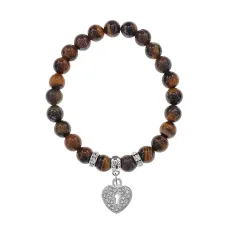 Браслет Сердце (Любовь и семейное счастье) нат.камень Тигровый глаз 8мм BS-CR-0049