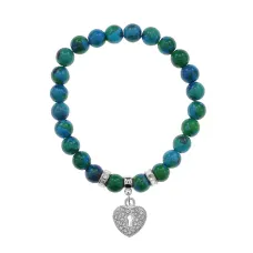 Браслет Сердце (любовь и семейное счастье) синт.камень Хризоколла 8мм BS-CR-0051